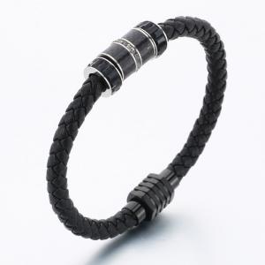 Stainless Steel Leather Bracelet - KB189845-TSC