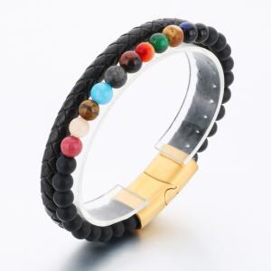 Stainless Steel Leather Bracelet - KB189848-TSC