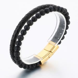 Stainless Steel Leather Bracelet - KB189852-TSC