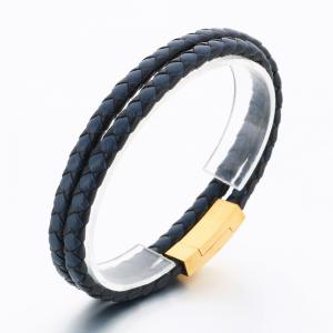 Stainless Steel Leather Bracelet - KB189856-TSC