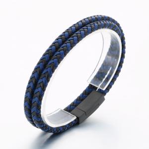 Stainless Steel Leather Bracelet - KB189857-TSC