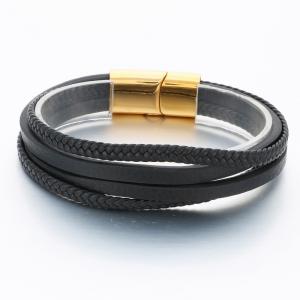 Stainless Steel Leather Bracelet - KB189858-TSC