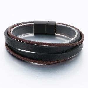 Stainless Steel Leather Bracelet - KB189859-TSC