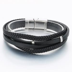 Stainless Steel Leather Bracelet - KB189861-TSC