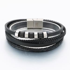 Stainless Steel Leather Bracelet - KB189862-TSC