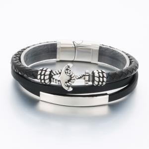 Stainless Steel Leather Bracelet - KB189864-TSC