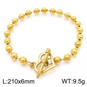 Fashion Stainless Steel Bracelet Beads Link Chain Gold Color - KB189970-Z