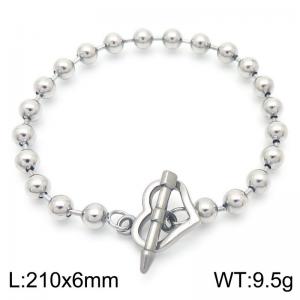 Fashion Stainless Steel Bracelet Beads Link Chain Silver Color - KB189971-Z