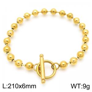 Fashion Stainless Steel Bracelet Beads Link Chain Gold Color - KB189972-Z