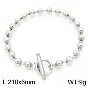 Fashion Stainless Steel Bracelet Beads Link Chain Silver Color - KB189973-Z