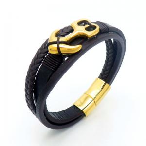 Stainless Steel Leather Bracelet - KB190145-TSC