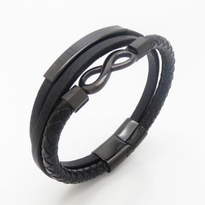 Stainless Steel Leather Bracelet - KB190147-TSC