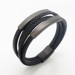 Stainless Steel Leather Bracelet - KB190150-TSC