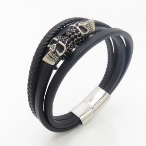 Stainless Steel Leather Bracelet - KB190153-TSC