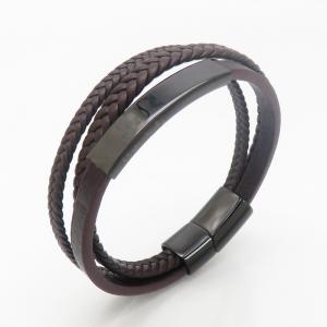 Stainless Steel Leather Bracelet - KB190155-TSC