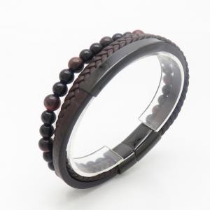 Stainless Steel Leather Bracelet - KB190159-TSC