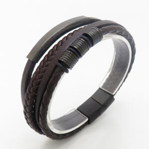 Stainless Steel Leather Bracelet - KB190166-TSC