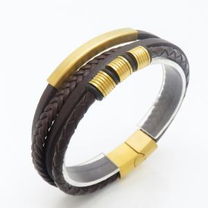 Stainless Steel Leather Bracelet - KB190168-TSC