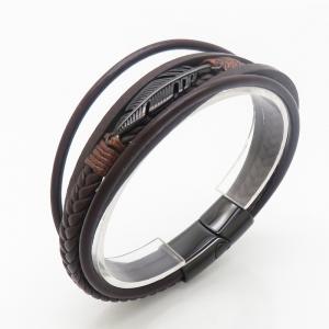 Stainless Steel Leather Bracelet - KB190171-TSC