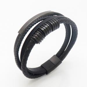 Stainless Steel Leather Bracelet - KB190172-TSC