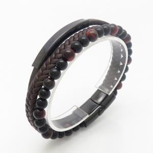 Stainless Steel Leather Bracelet - KB190179-TSC