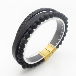 Stainless Steel Leather Bracelet - KB190184-TSC