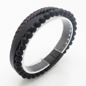 Stainless Steel Leather Bracelet - KB190186-TSC