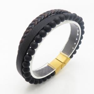 Stainless Steel Leather Bracelet - KB190187-TSC