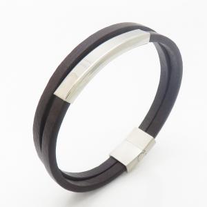 Stainless Steel Leather Bracelet - KB190188-TSC