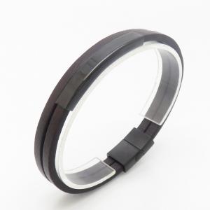 Stainless Steel Leather Bracelet - KB190189-TSC