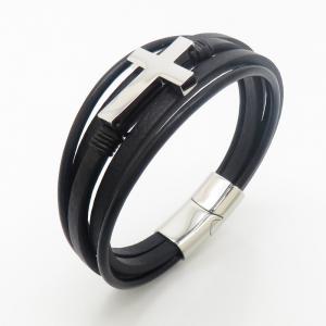 Stainless Steel Leather Bracelet - KB190191-TSC