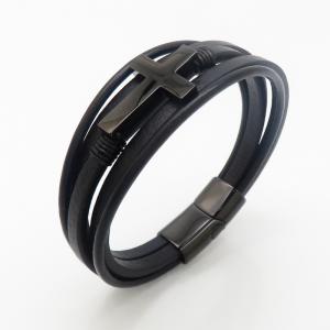 Stainless Steel Leather Bracelet - KB190192-TSC