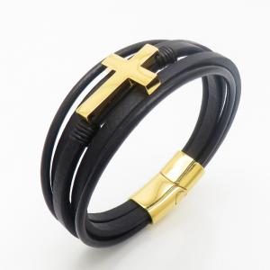 Stainless Steel Leather Bracelet - KB190193-TSC