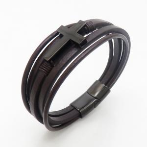 Stainless Steel Leather Bracelet - KB190194-TSC