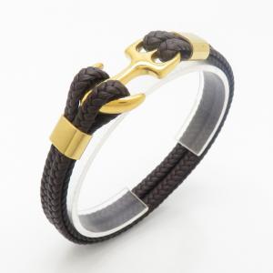 Stainless Steel Leather Bracelet - KB190197-TSC