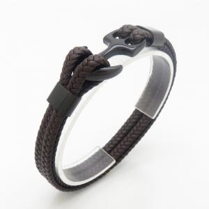 Stainless Steel Leather Bracelet - KB190198-TSC