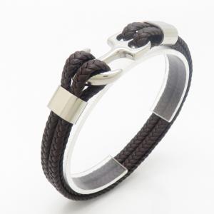 Stainless Steel Leather Bracelet - KB190199-TSC