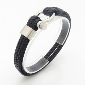 Stainless Steel Leather Bracelet - KB190200-TSC