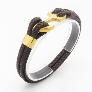 Stainless Steel Leather Bracelet - KB190230-TSC