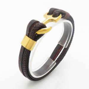 Stainless Steel Leather Bracelet - KB190236-TSC