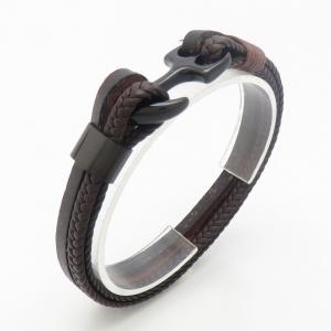 Stainless Steel Leather Bracelet - KB190238-TSC