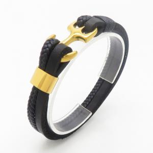 Stainless Steel Leather Bracelet - KB190239-TSC