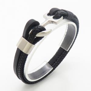 Stainless Steel Leather Bracelet - KB190240-TSC