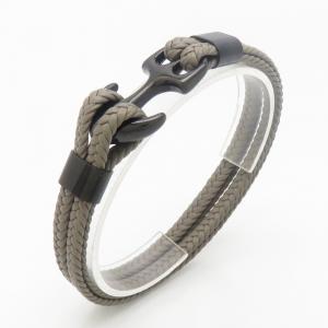 Stainless Steel Leather Bracelet - KB190247-TSC