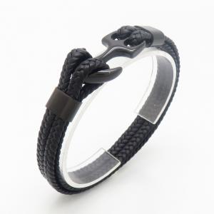 Stainless Steel Leather Bracelet - KB190250-TSC