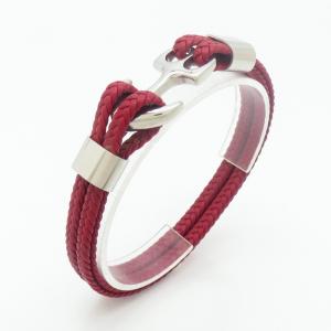 Stainless Steel Leather Bracelet - KB190252-TSC