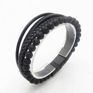 Stainless Steel Leather Bracelet - KB190254-TSC