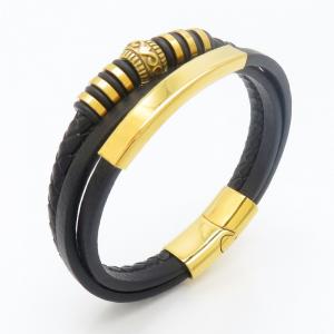 Stainless Steel Leather Bracelet - KB190256-TSC