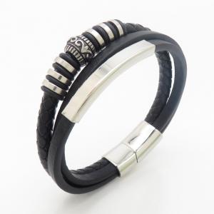 Stainless Steel Leather Bracelet - KB190257-TSC