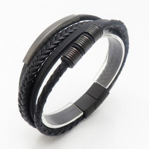 Stainless Steel Leather Bracelet - KB190259-TSC